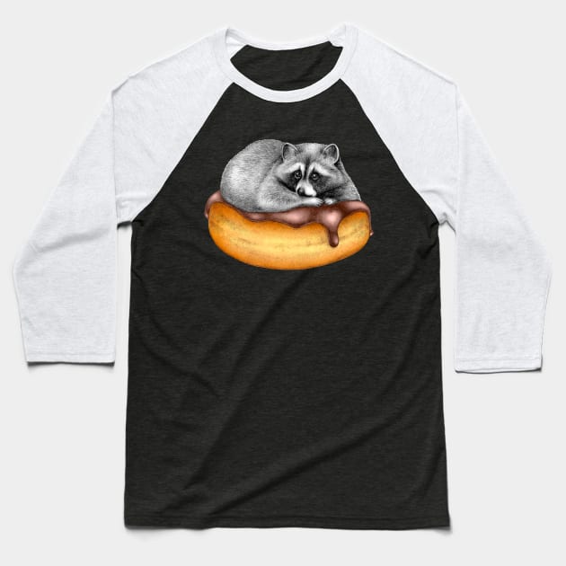 Doughnut Addicted Trash Panda Baseball T-Shirt by PerrinLeFeuvre